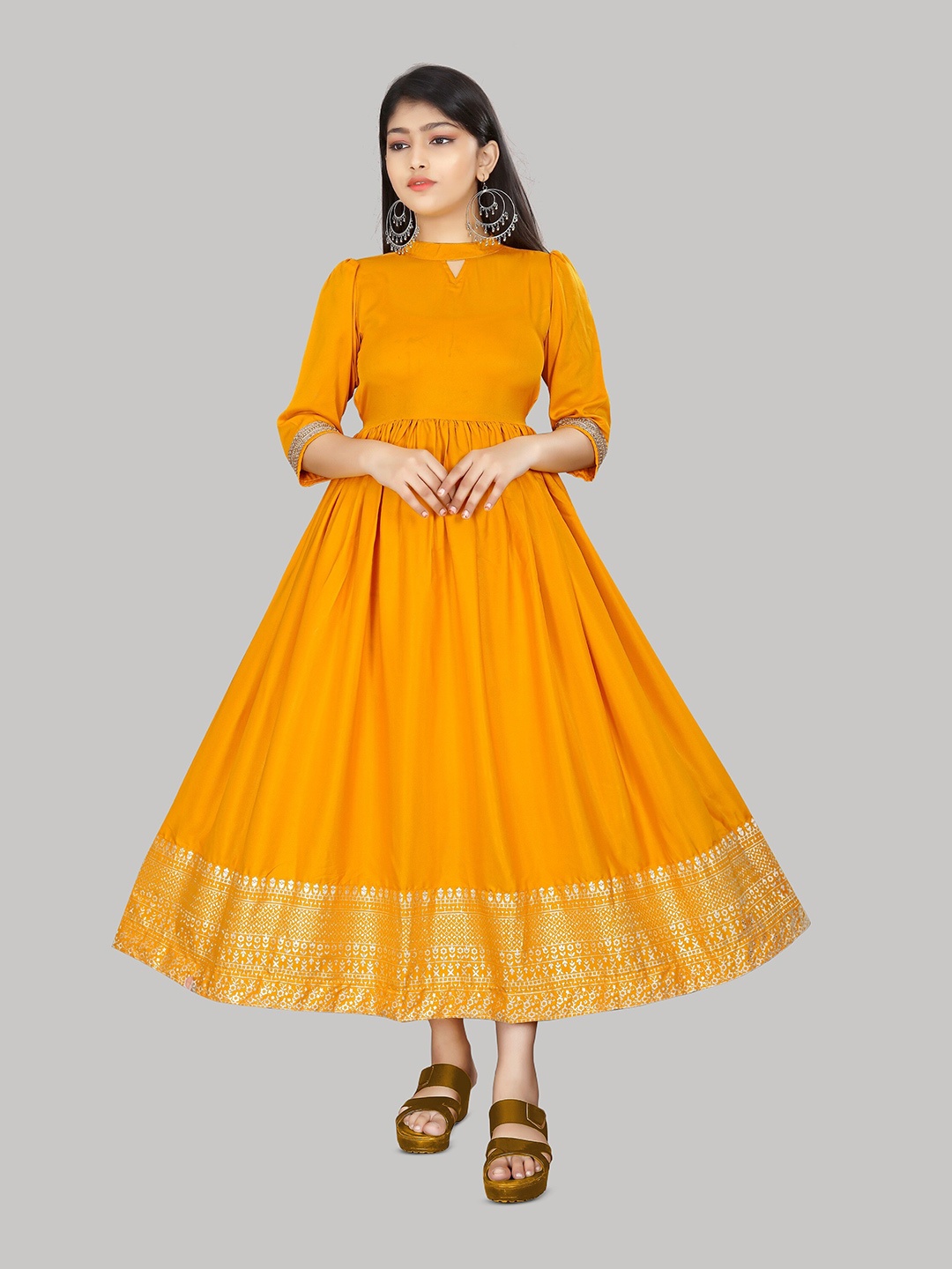 R K MANIYAR Girls Ethnic Motifs Printed Keyhole Neck Fit & Flare Ethnic Dress, Mustard
R K MANIYAR Girls Ethnic Motifs Printed Keyhole Neck Fit & Flare Ethnic Dress, Mustard