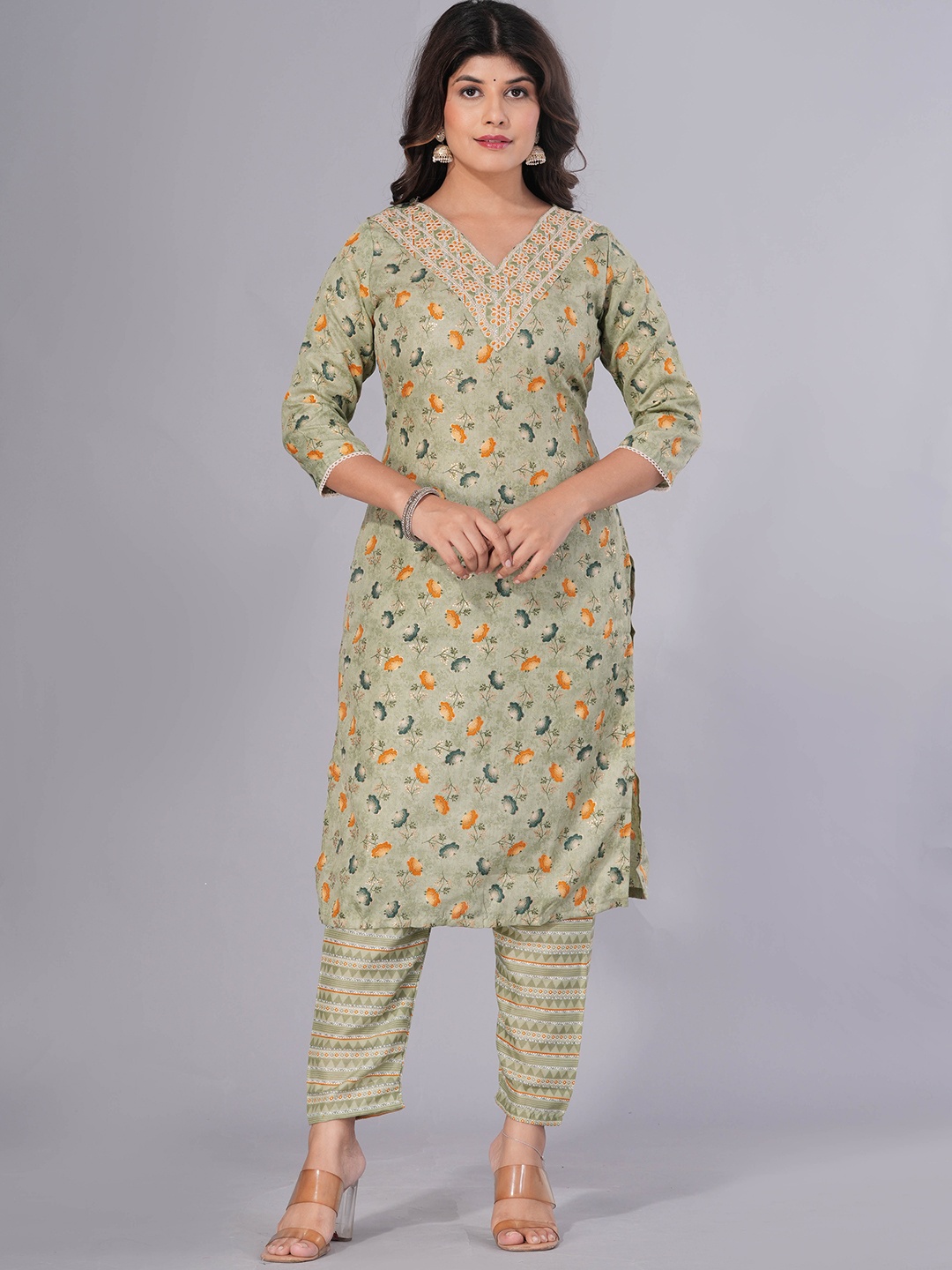 Sanganeri Kurti Floral Printed Thread Work Pure Cotton Kurta With Trousers & Dupatta, Green
Sanganeri Kurti Floral Printed Thread Work Pure Cotton Kurta With Trousers & Dupatta, Green