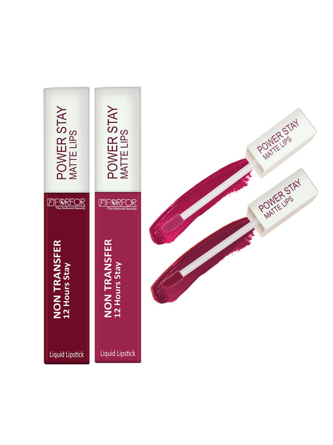 FORFOR Set Of 2 Power Stay Liquid Matte Lipsticks - Bridal Maroon 09 & Pink Blush 10
FORFOR Set Of 2 Power Stay Liquid Matte Lipsticks - Bridal Maroon 09 & Pink Blush 10