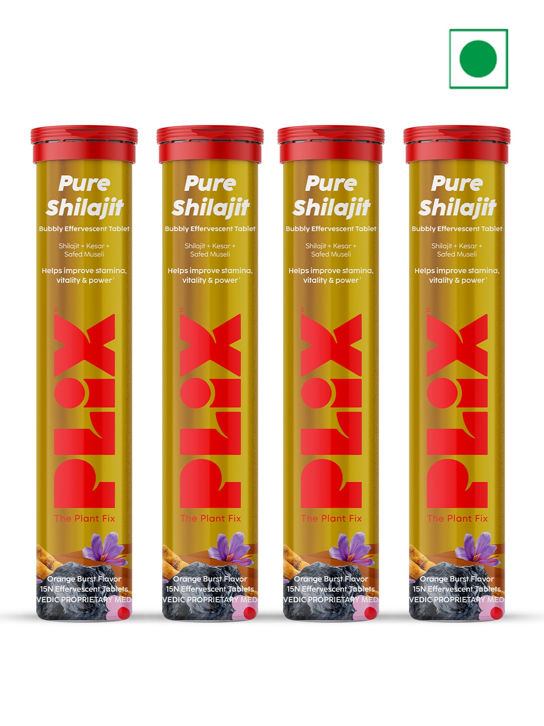 PLIX THE PLANT FIX Set Of 4 Shilajit - Orange Burst Flavour - 15 Effervescent Tablets Each
PLIX THE PLANT FIX Set Of 4 Shilajit - Orange Burst Flavour - 15 Effervescent Tablets Each