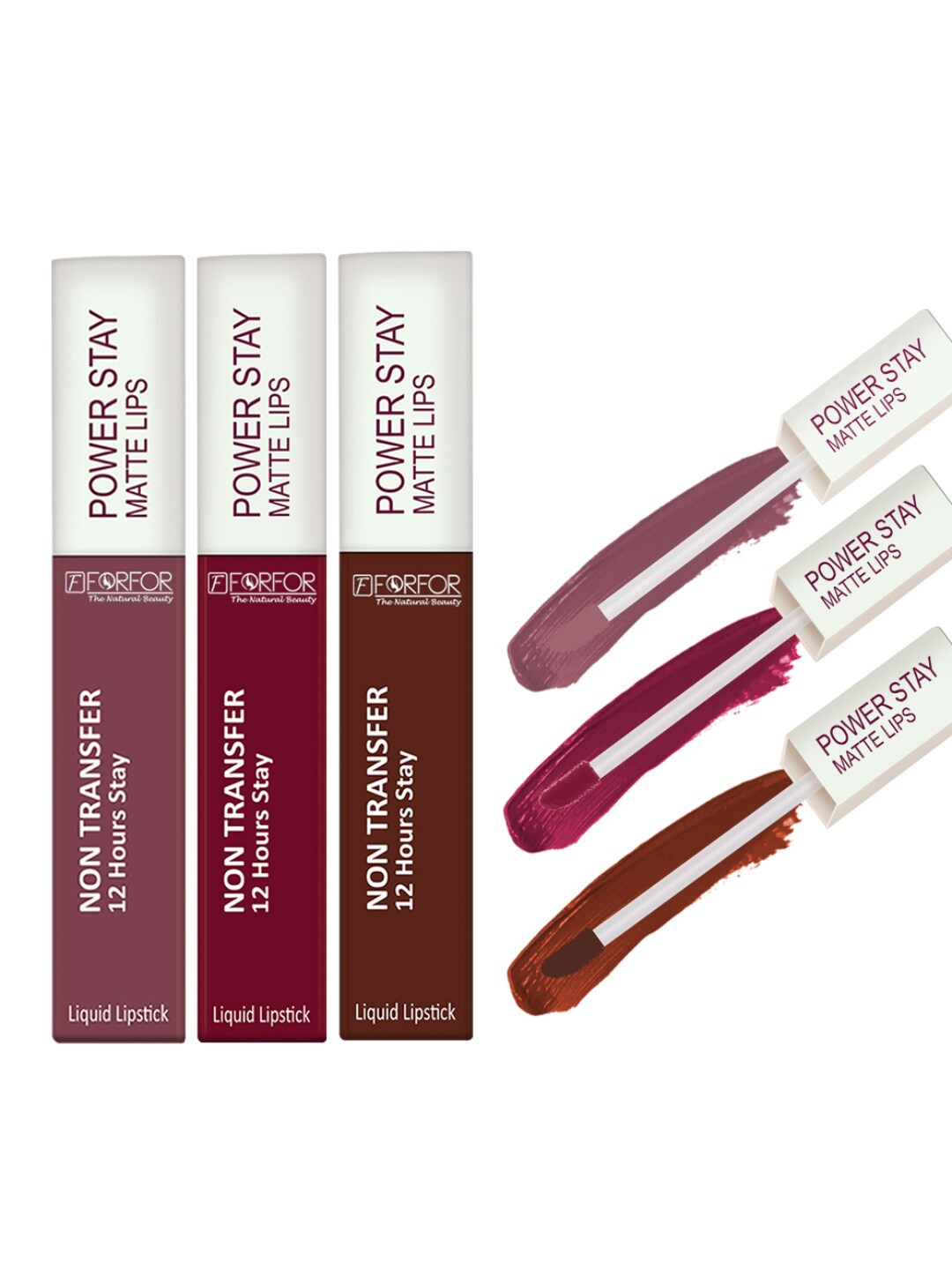 FORFOR Set Of 3 Power Stay Liquid Matte Non-Transfer & Waterproof Lipstick 5ml Each, Brown
FORFOR Set Of 3 Power Stay Liquid Matte Non-Transfer & Waterproof Lipstick 5ml Each, Brown