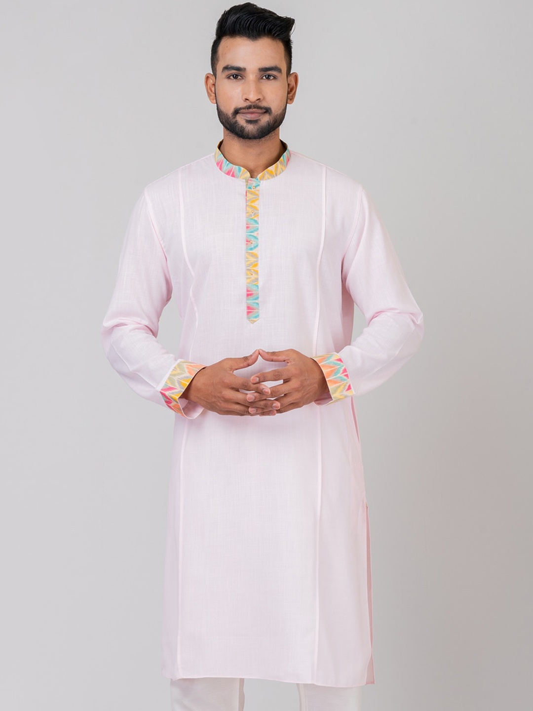 HU - Handcrafted Uniquely Geometric Printed Mandarin Collar Regular Kurta with Pyjama, Pink
HU - Handcrafted Uniquely Geometric Printed Mandarin Collar Regular Kurta with Pyjama, Pink