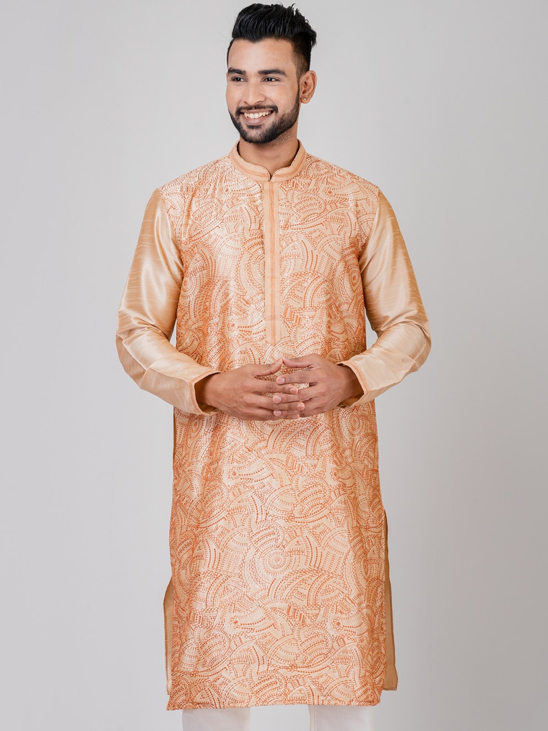 HU - Handcrafted Uniquely Abstract Embroidered Thread Work Dupion Silk Kurta with Pyjamas, Champagne
HU - Handcrafted Uniquely Abstract Embroidered Thread Work Dupion Silk Kurta with Pyjamas, Champagne
