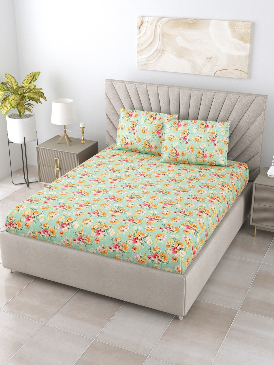 BOMBAY DYEING Allure Green Floral Pure Cotton 120 TC Queen Bedsheet with 2 Pillow Covers
BOMBAY DYEING Allure Green Floral Pure Cotton 120 TC Queen Bedsheet with 2 Pillow Covers