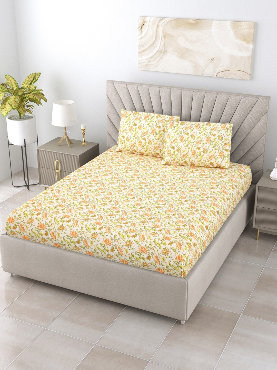 BOMBAY DYEING Allure White & Green Pure Cotton 120 TC Super King Bedsheet &2 Pillow Covers
BOMBAY DYEING Allure White & Green Pure Cotton 120 TC Super King Bedsheet &2 Pillow Covers