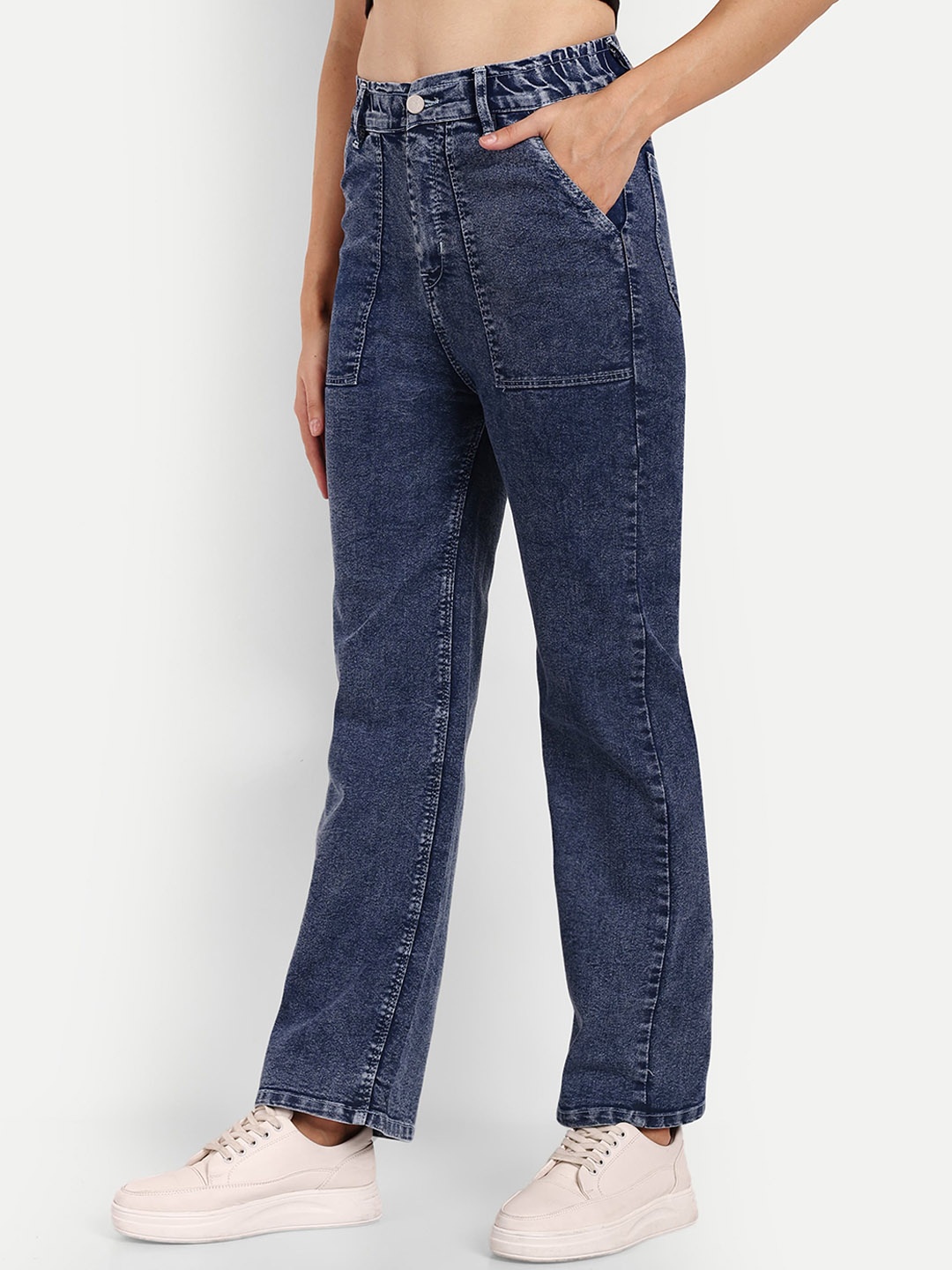 BROADSTAR Women Smart Wide Leg High-Rise Light Fade Clean Look Stretchable Jeans, Blue
BROADSTAR Women Smart Wide Leg High-Rise Light Fade Clean Look Stretchable Jeans, Blue