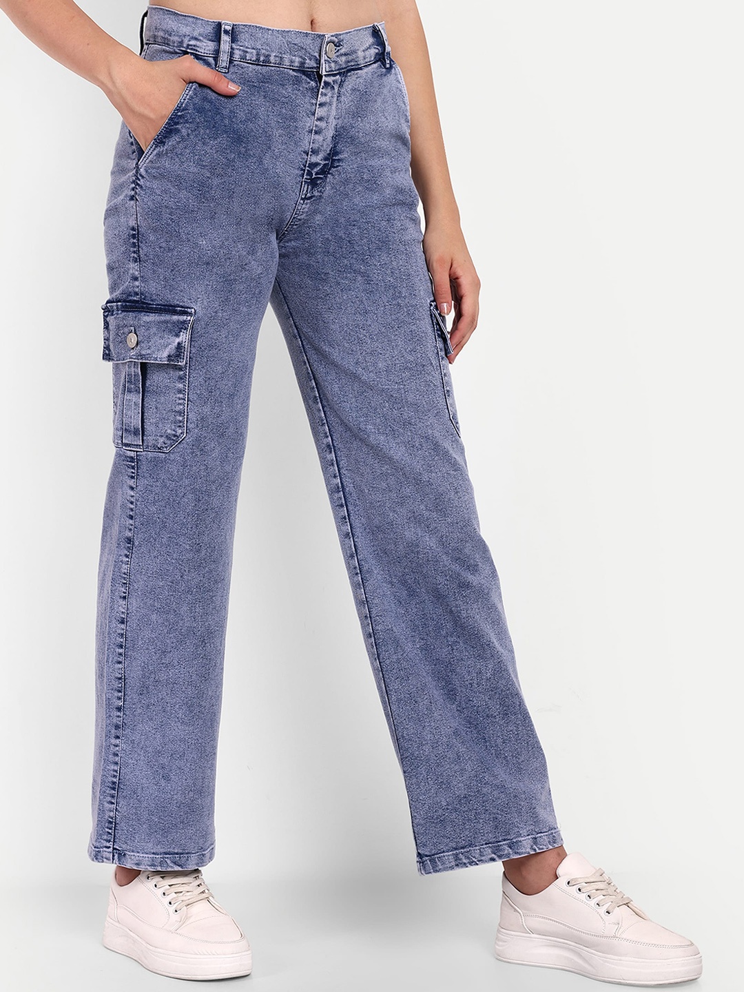 BROADSTAR Women Smart Wide Leg High-Rise Clean Look Heavy Fade Stretchable Jeans, Navy blue
BROADSTAR Women Smart Wide Leg High-Rise Clean Look Heavy Fade Stretchable Jeans, Navy blue
