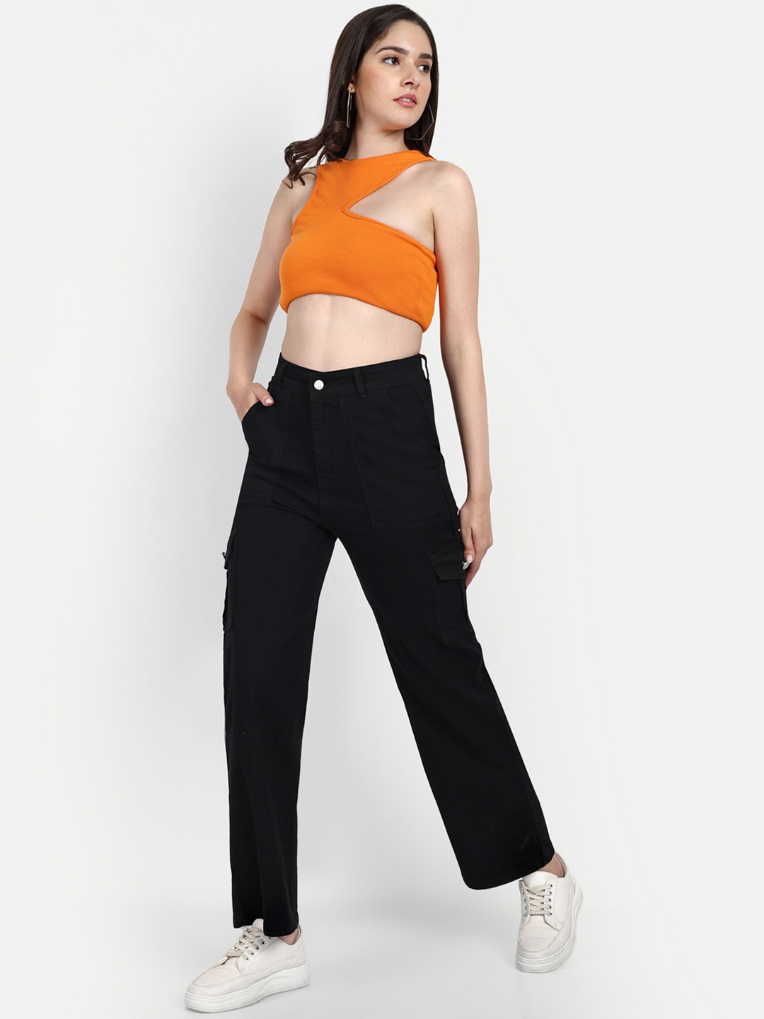 BROADSTAR Women Smart Clean Look Wide Leg High-Rise Cotton Stretchable Jeans, Black
BROADSTAR Women Smart Clean Look Wide Leg High-Rise Cotton Stretchable Jeans, Black
