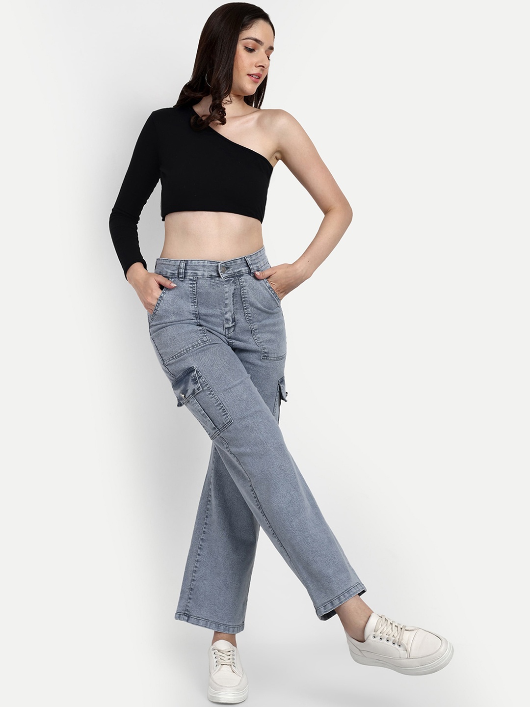 BROADSTAR Women Smart Wide Leg High Rise Clean Look Light Fade Stretchable Jeans, Grey
BROADSTAR Women Smart Wide Leg High Rise Clean Look Light Fade Stretchable Jeans, Grey