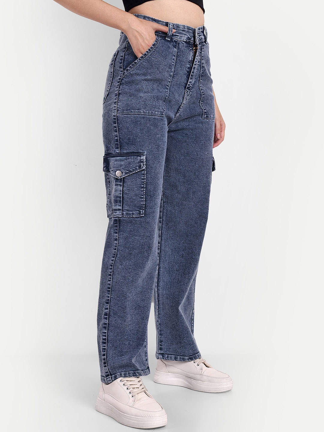BROADSTAR Women Smart Wide Leg High-Rise Clean Look Heavy Fade Stretchable Jeans, Blue
BROADSTAR Women Smart Wide Leg High-Rise Clean Look Heavy Fade Stretchable Jeans, Blue