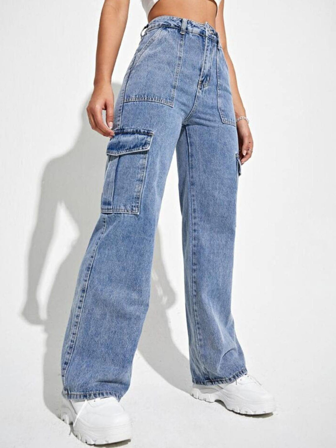 Next One Women Smart Wide Leg High-Rise Heavy Fade Stretchable Cargo Jeans, Blue
Next One Women Smart Wide Leg High-Rise Heavy Fade Stretchable Cargo Jeans, Blue