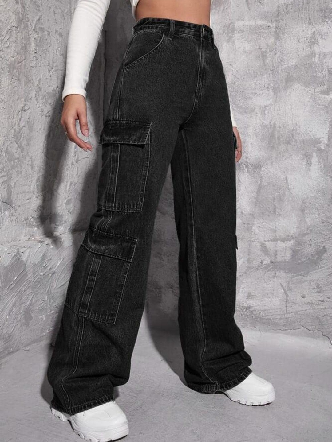 Next One Women Smart Wide Leg High-Rise Mildly Distressed Stretchable Cargo Jeans, Black
Next One Women Smart Wide Leg High-Rise Mildly Distressed Stretchable Cargo Jeans, Black