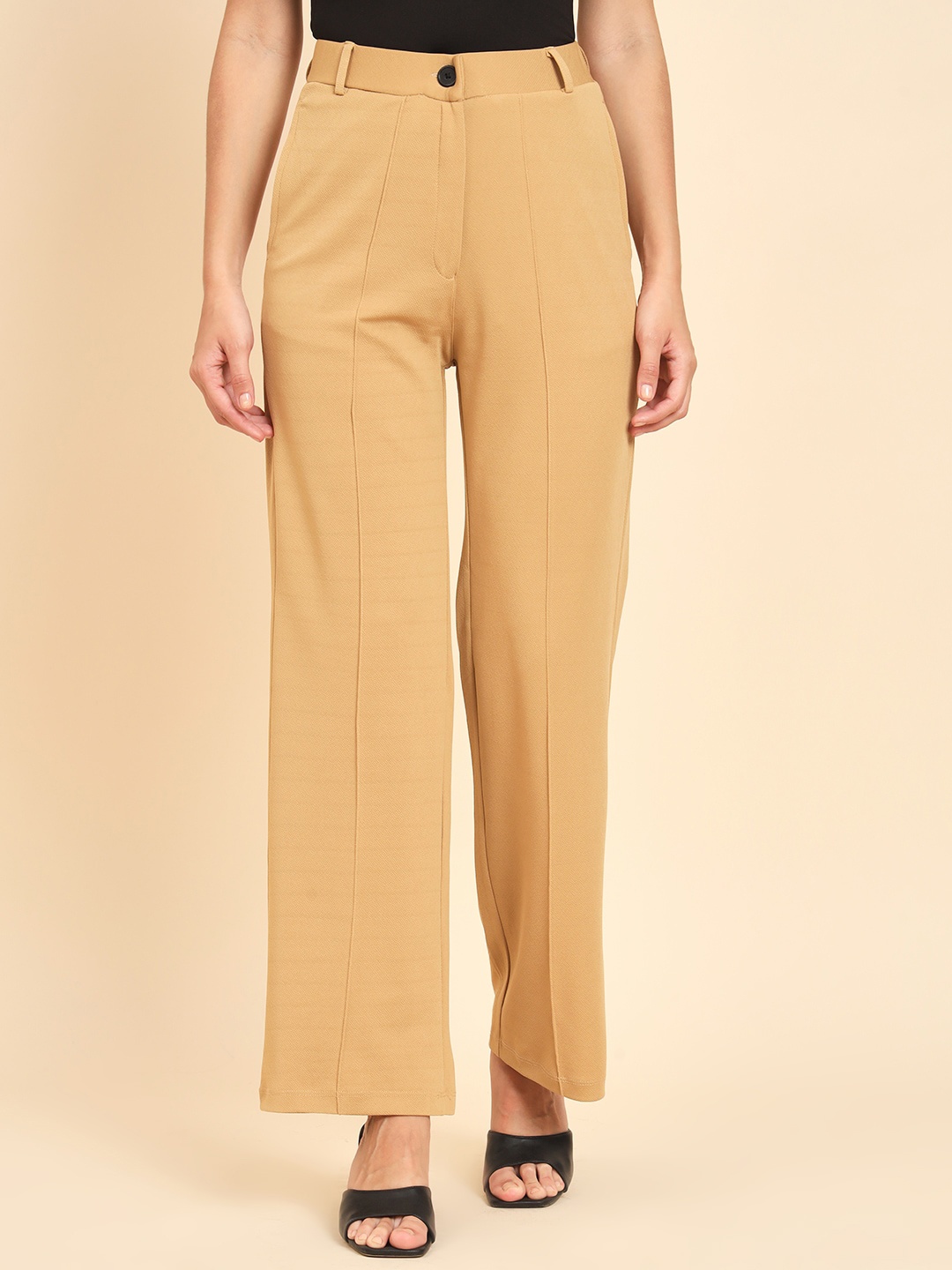 MAZIE Women Original Mid-Rise Parallel Trousers, Beige