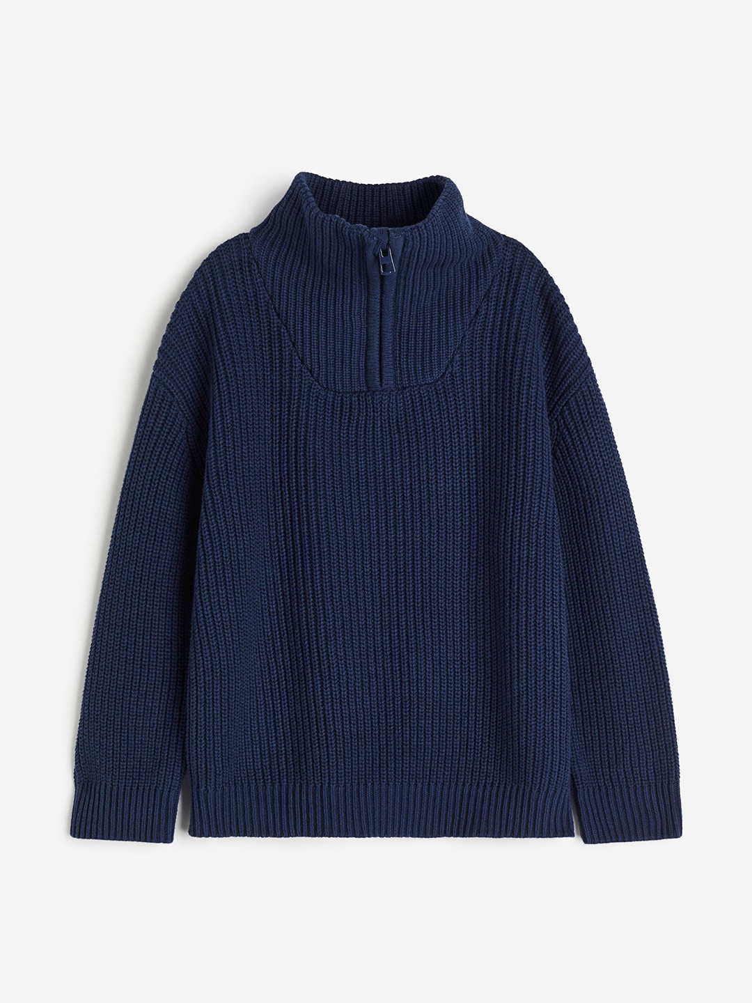 H&M Boys Zip-Top Pure Cotton Jumper, Blue