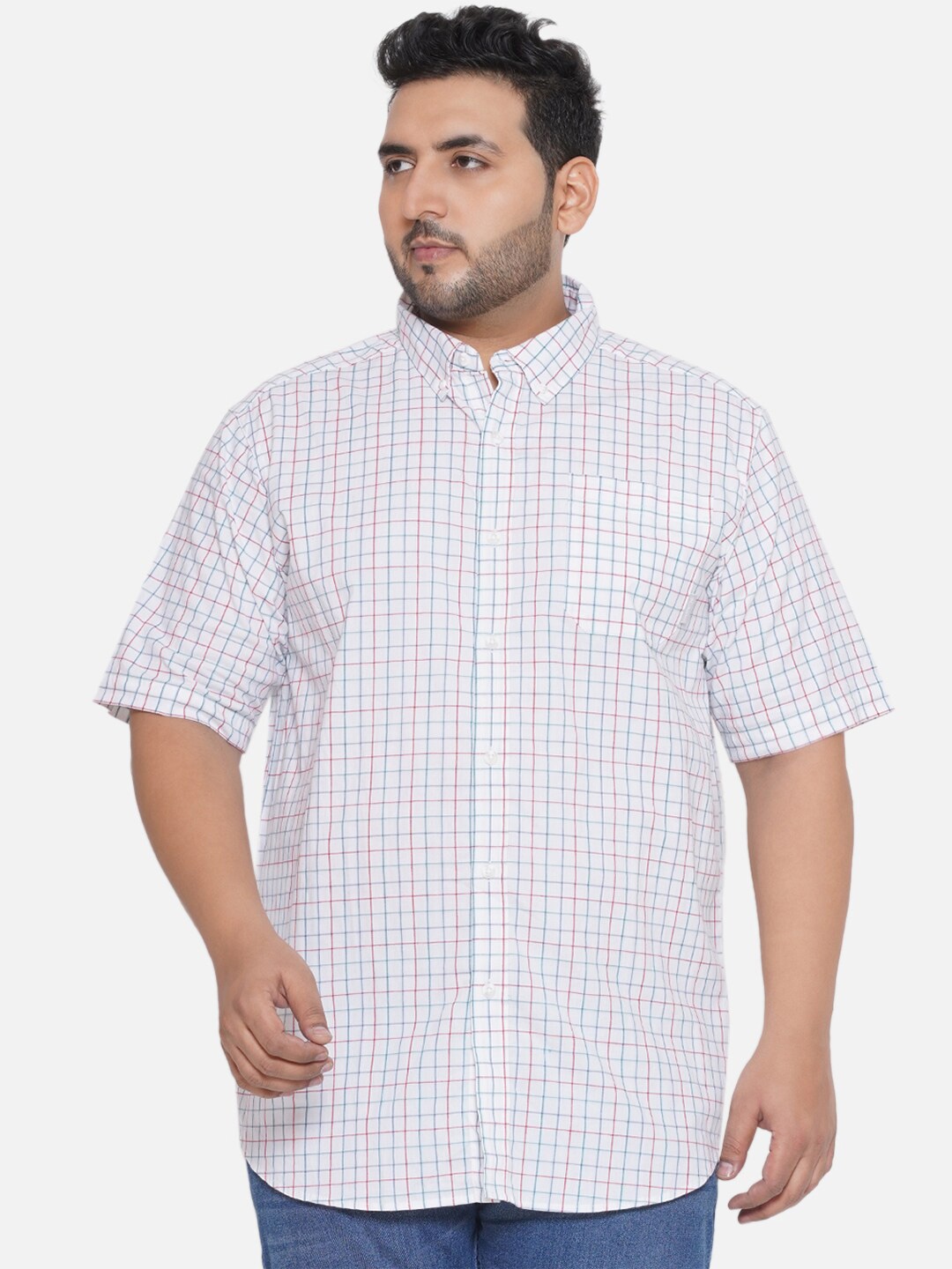 Santonio Plus Size Classic Checked Button-Down Collar Pure Cotton Casual Shirt, White
Santonio Plus Size Classic Checked Button-Down Collar Pure Cotton Casual Shirt, White