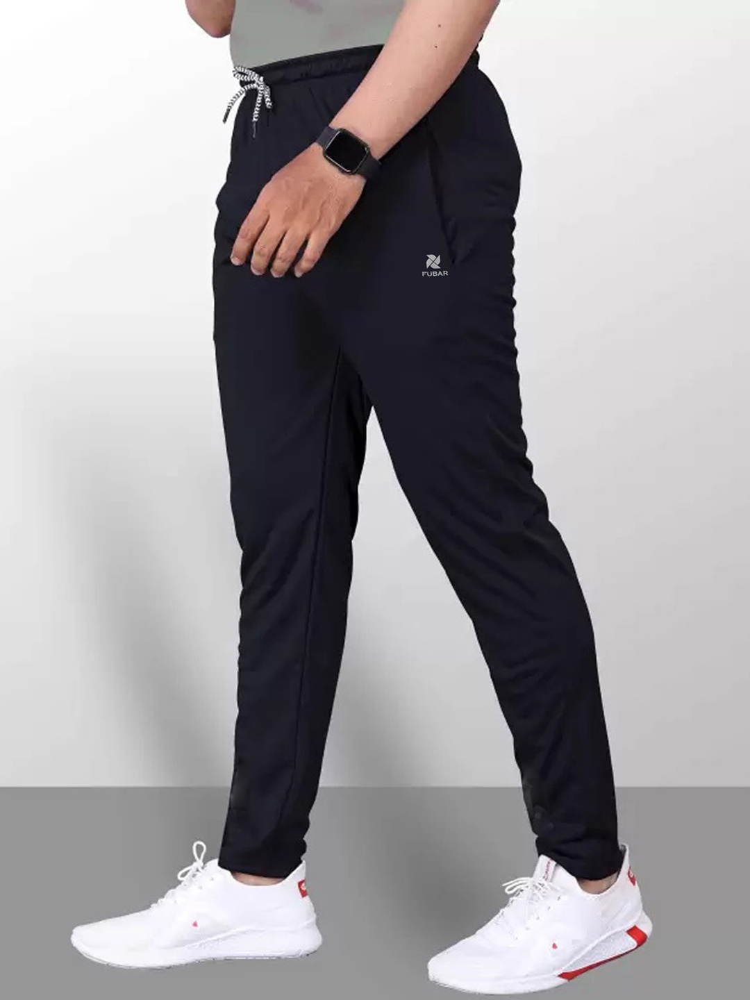 FUBAR Men Mid Rise Track Pants, Black