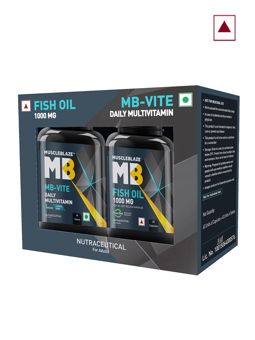 MuscleBlaze MB-Vite Multivitamins & Omega 3 Fish Oil 1000mg Capsules Combo - 60 Pcs Each, Black
MuscleBlaze MB-Vite Multivitamins & Omega 3 Fish Oil 1000mg Capsules Combo - 60 Pcs Each, Black