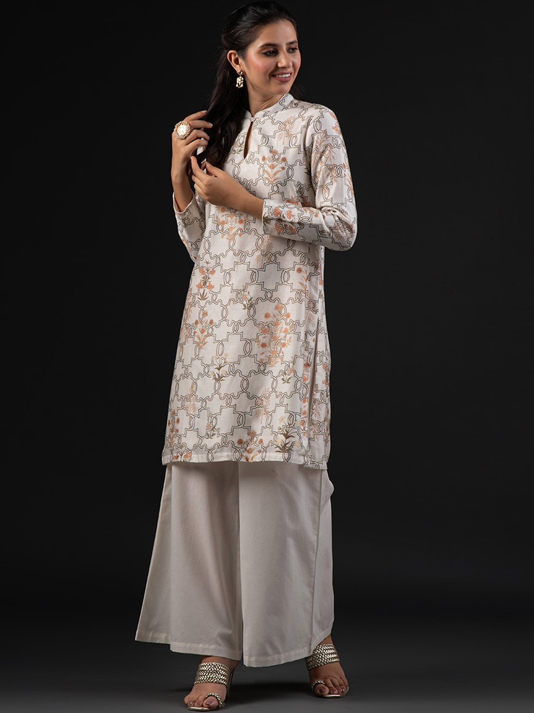 Biba by Rohit Bal Ethnic Motifs Printed Regular Kurta with Palazzos, Off white
Biba by Rohit Bal Ethnic Motifs Printed Regular Kurta with Palazzos, Off white