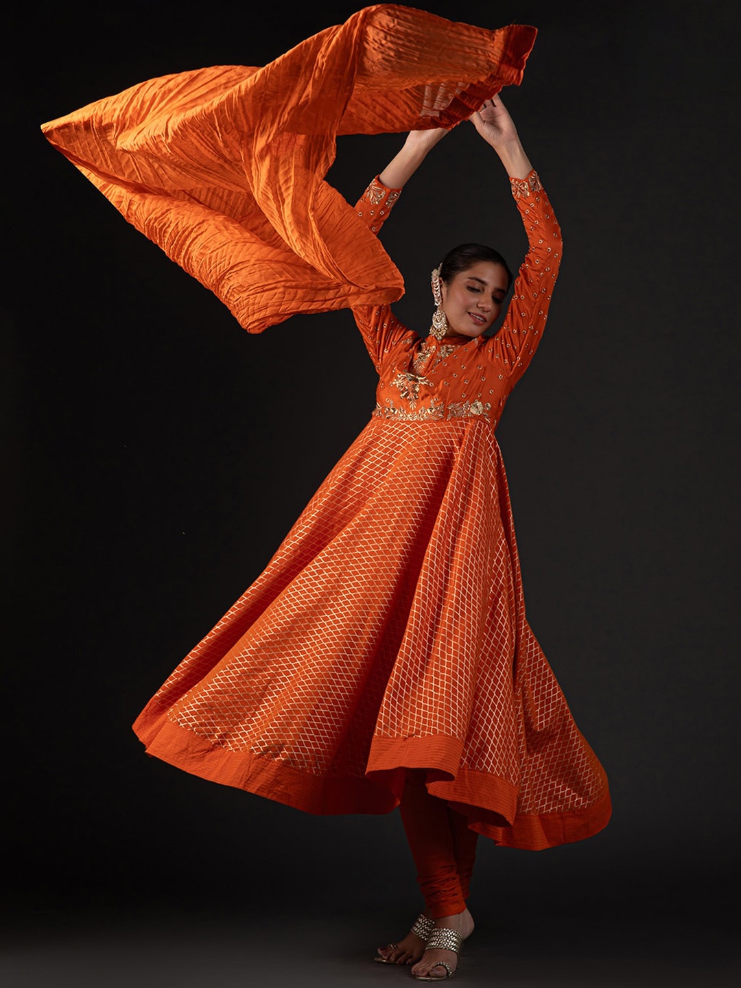 Biba by Rohit Bal Ethnic Motifs Embroidered Thread Work Anarkali Kurta & Churidar With Dupatta, Orange
Biba by Rohit Bal Ethnic Motifs Embroidered Thread Work Anarkali Kurta & Churidar With Dupatta, Orange