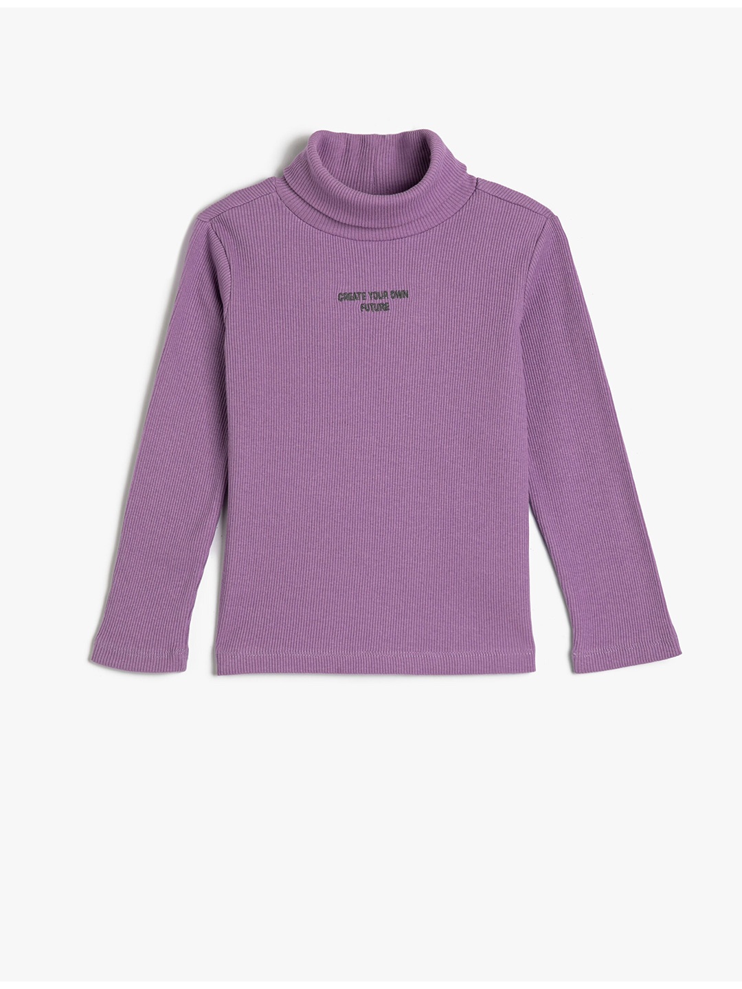 Koton Girls Self Design High Neck T-shirt, Purple