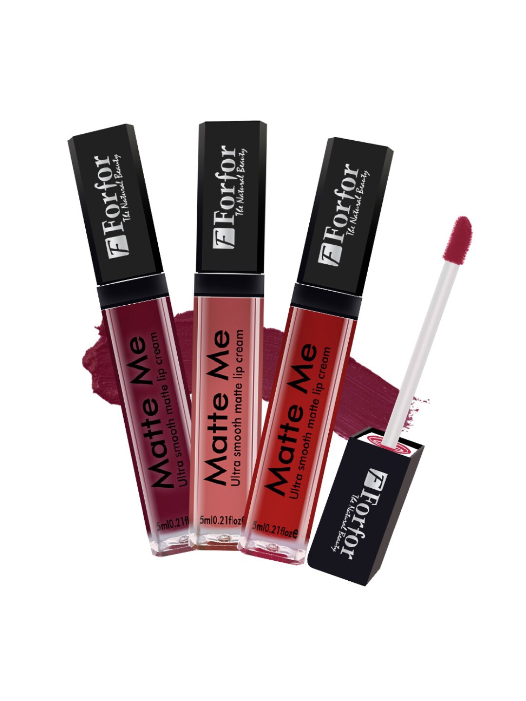 FORFOR Matte Me 3Pcs Long Lasting Liquid Matte Lipstick Vintage Wine-Nude Peach-Angel Red, Multi
FORFOR Matte Me 3Pcs Long Lasting Liquid Matte Lipstick Vintage Wine-Nude Peach-Angel Red, Multi