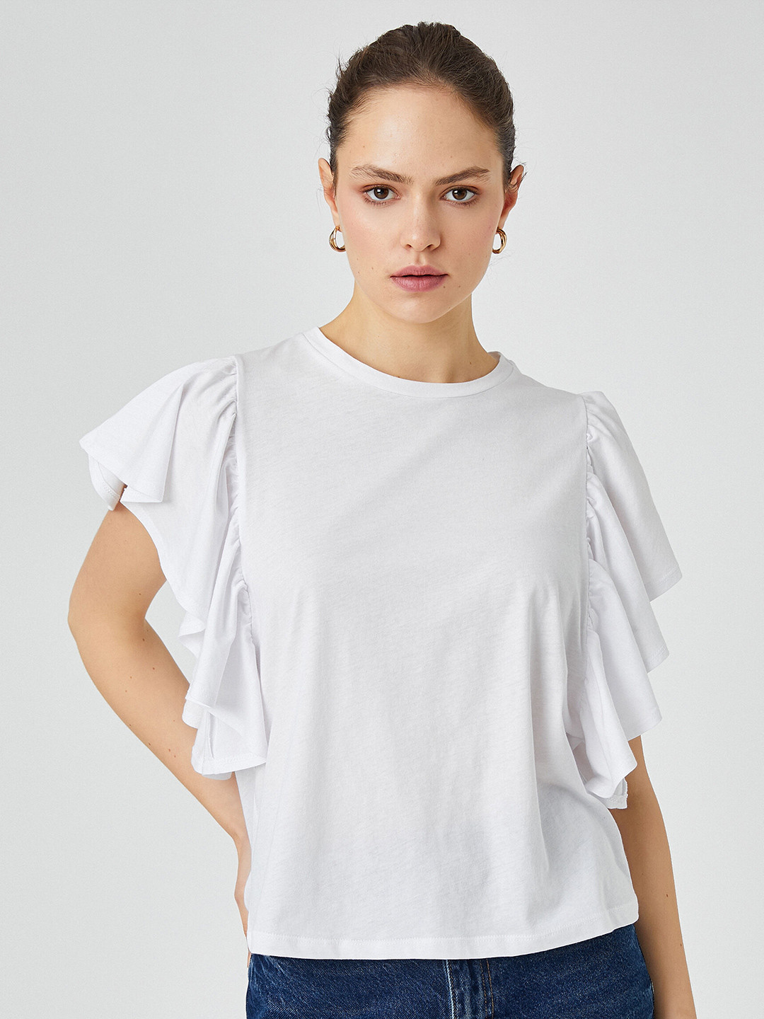 Koton Round Neck Flutter Sleeves Pure Cotton Top, White
Koton Round Neck Flutter Sleeves Pure Cotton Top, White