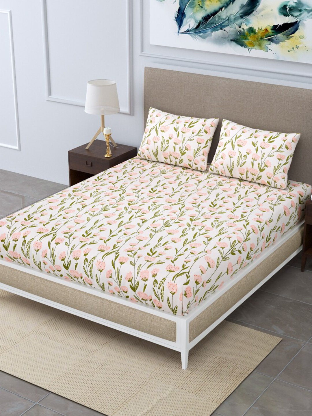 EasyGoods Merino37 Peach & White Printed 250 TC King Bedsheet with 2 Pillow Covers
EasyGoods Merino37 Peach & White Printed 250 TC King Bedsheet with 2 Pillow Covers