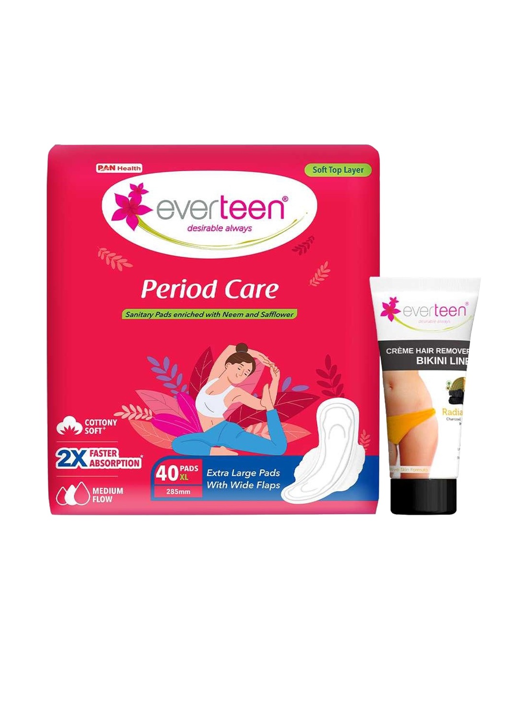 everteen Period Care XL Soft 40 Pads & Radiance Bikini Line Hair Remover Cream 50g, White
everteen Period Care XL Soft 40 Pads & Radiance Bikini Line Hair Remover Cream 50g, White