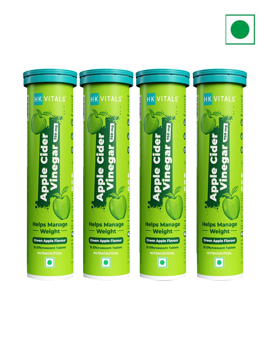 HK VITALS Set of 4 Green Apple Flavoured Apple Cider Vinegar 750mg - 15 tablets each
HK VITALS Set of 4 Green Apple Flavoured Apple Cider Vinegar 750mg - 15 tablets each