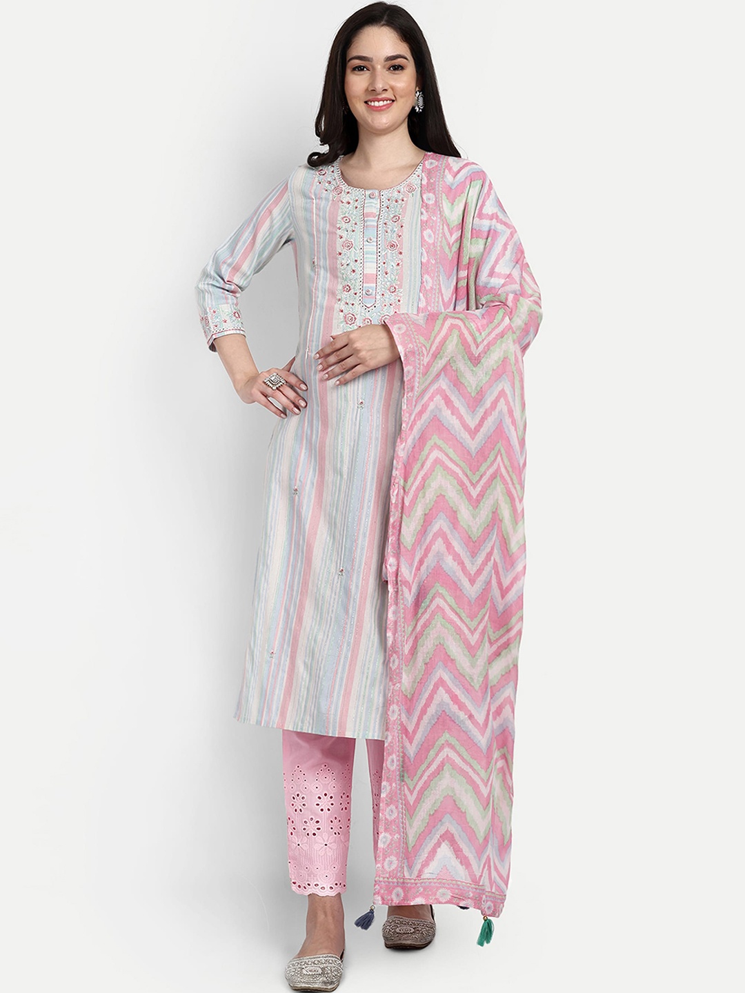 mumzhug Striped Thread Work Pure Cotton Maternity Straight Kurta & Palazzos With Dupatta, Pink
mumzhug Striped Thread Work Pure Cotton Maternity Straight Kurta & Palazzos With Dupatta, Pink