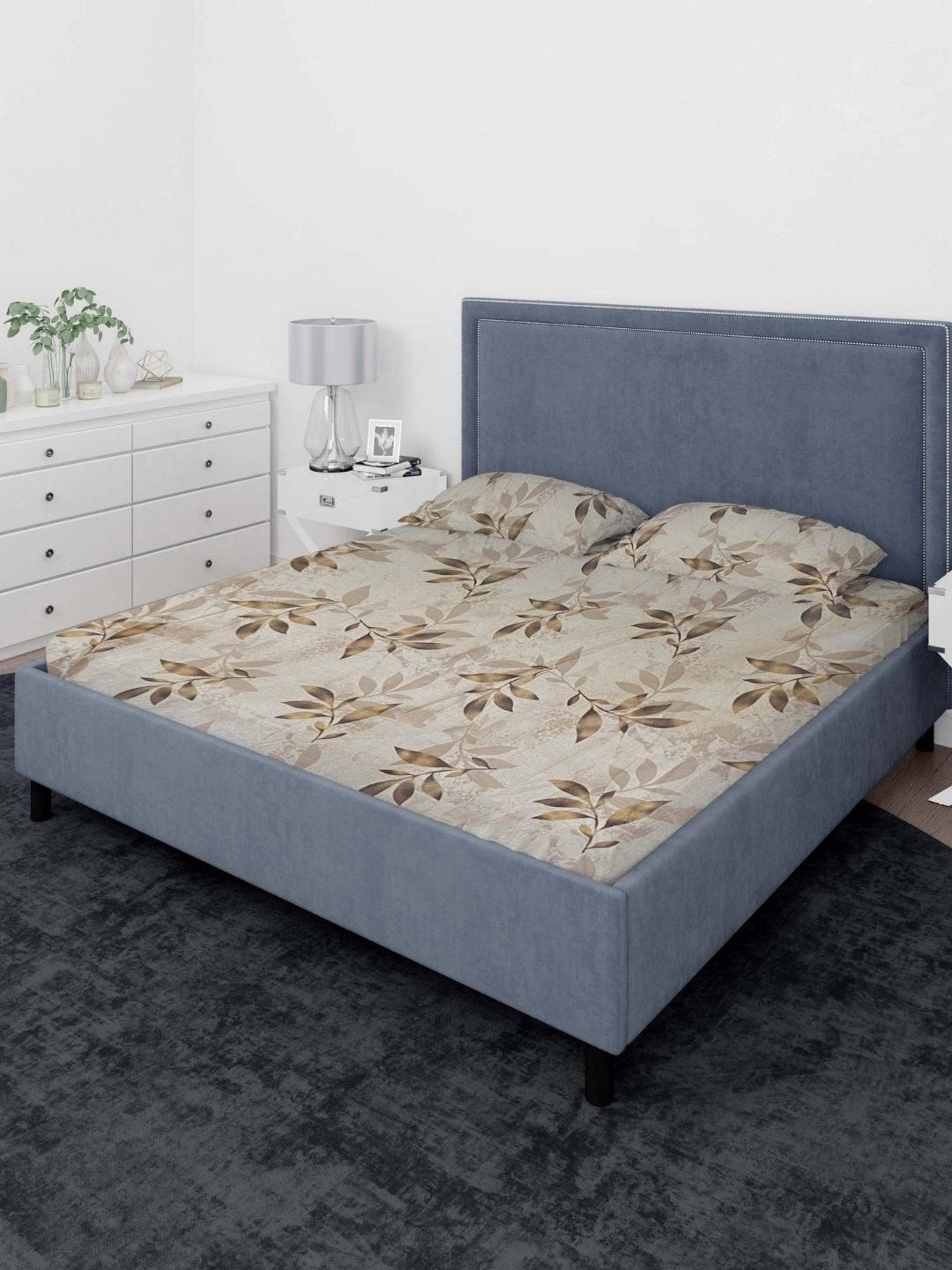 Sleeping Owls- because your sleep matters Beige Floral 140TC King Bedsheet & Pillow Covers
Sleeping Owls- because your sleep matters Beige Floral 140TC King Bedsheet & Pillow Covers
