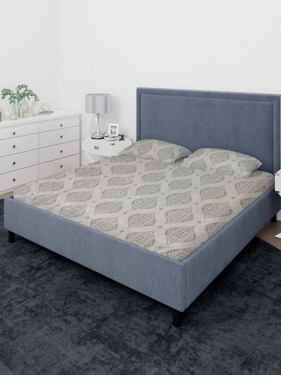 Sleeping Owls- because your sleep matters Grey Ethnic 140TC King Bedsheet & Pillow Covers
Sleeping Owls- because your sleep matters Grey Ethnic 140TC King Bedsheet & Pillow Covers