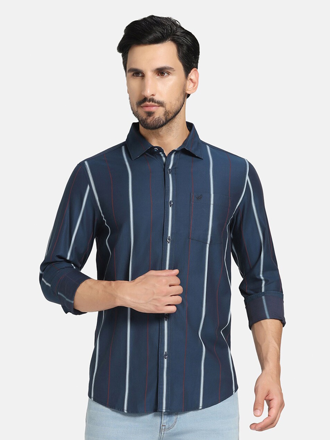 Blackberrys India Slim Vertical Striped Spread Collar Pure Cotton Casual Shirt, Navy blue
Blackberrys India Slim Vertical Striped Spread Collar Pure Cotton Casual Shirt, Navy blue
