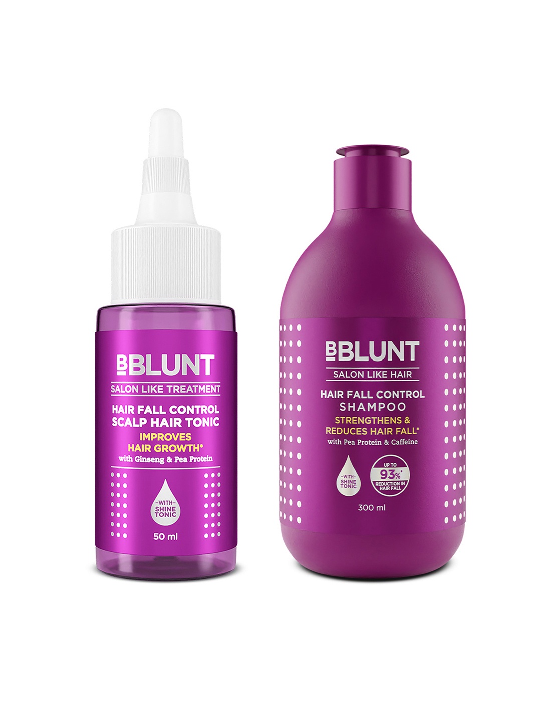 BBLUNT Hair Fall Control Shampoo 300ml & Scalp Hair Tonic 50ml Combo With Pea Protein, Purple
BBLUNT Hair Fall Control Shampoo 300ml & Scalp Hair Tonic 50ml Combo With Pea Protein, Purple