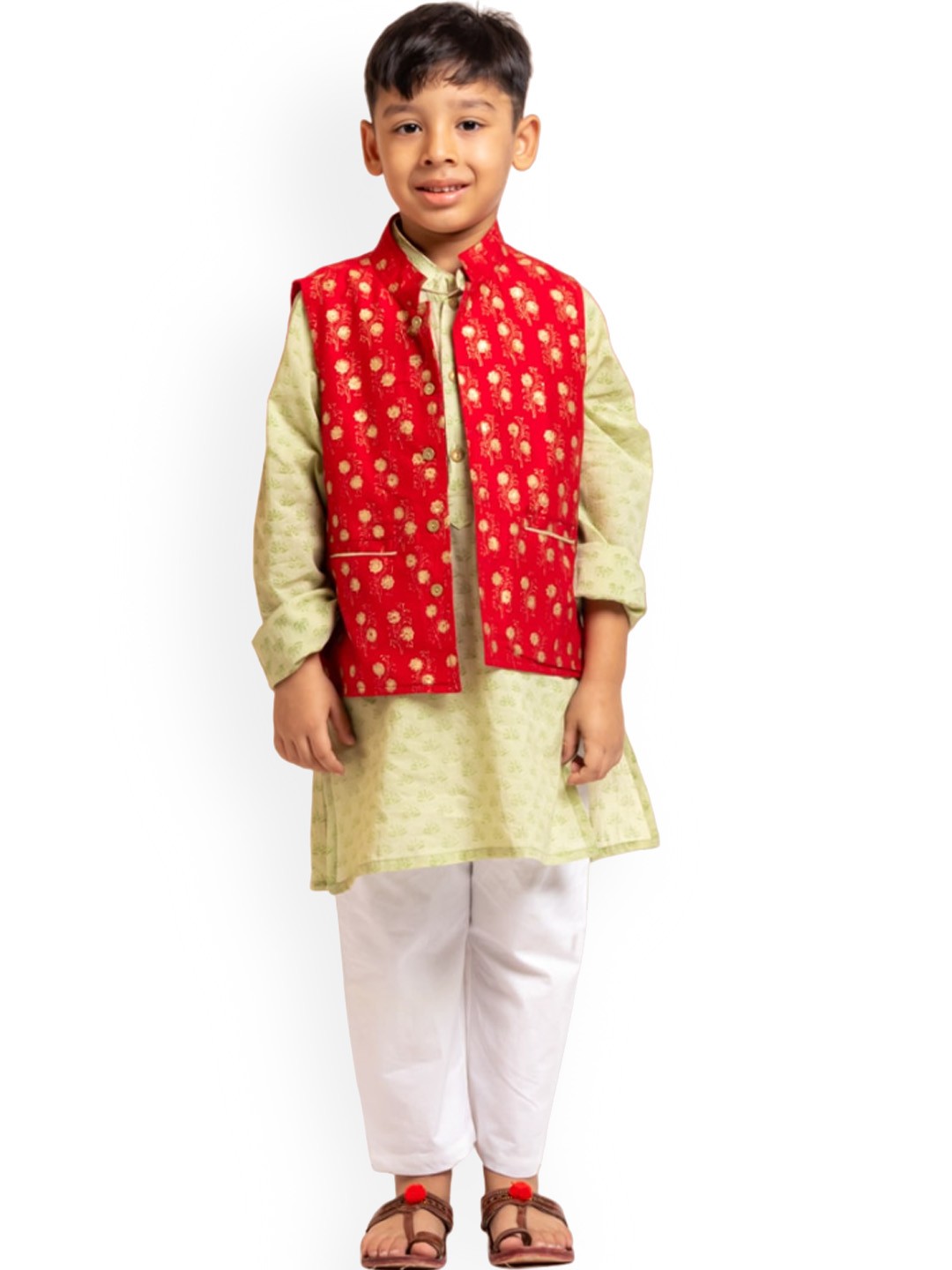My Little Lambs Boys Ethnic Motifs Printed Mandarin Collar Pure Cotton Kurta With Pyjamas, Green
My Little Lambs Boys Ethnic Motifs Printed Mandarin Collar Pure Cotton Kurta With Pyjamas, Green