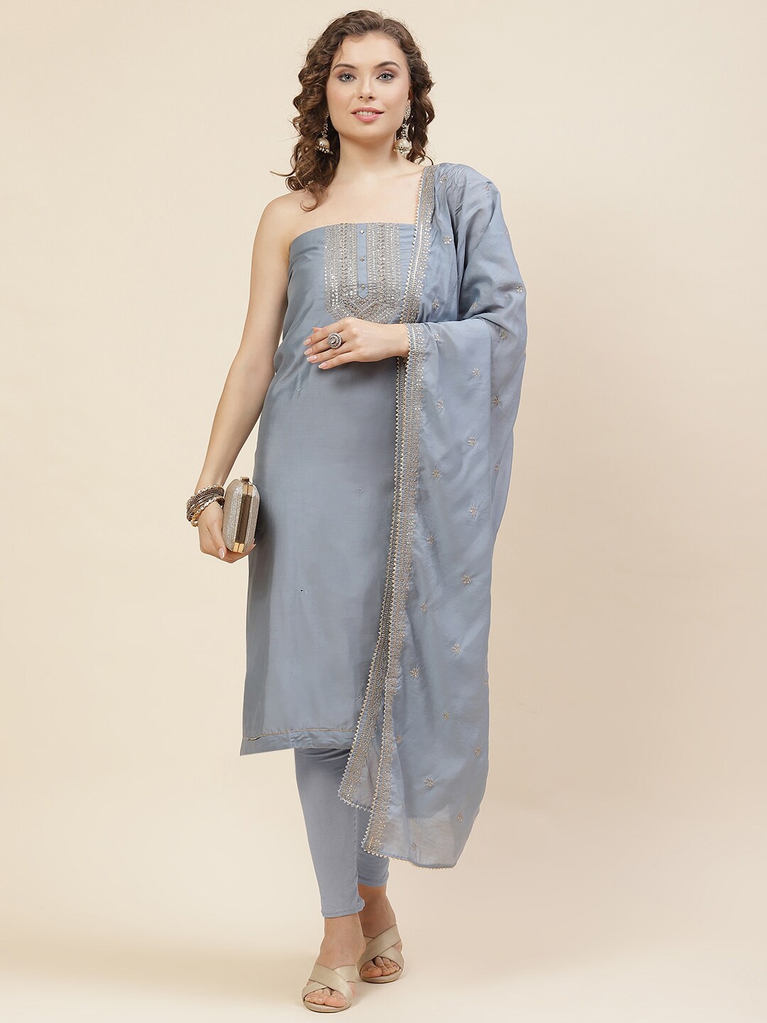 Meena Bazaar Ethnic Motifs Embroidered Sequined Unstitched Dress Material, Grey
Meena Bazaar Ethnic Motifs Embroidered Sequined Unstitched Dress Material, Grey