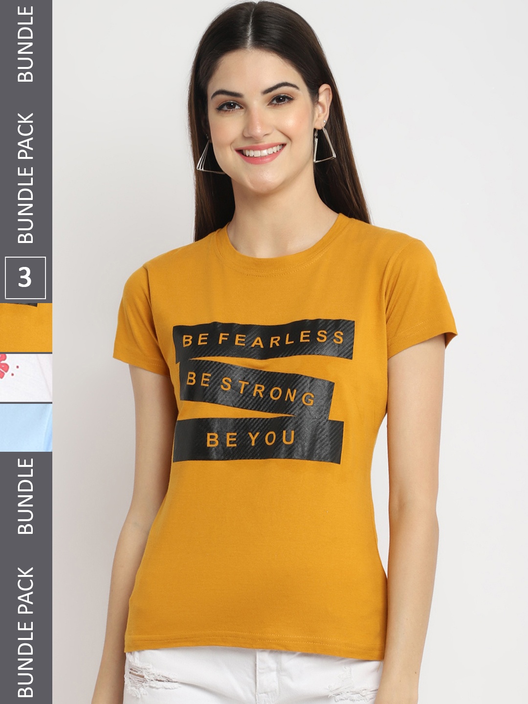 Fabflee Pack Of 3 Typography Printed Regular Fit Cotton Casual T-shirt, Mustard
Fabflee Pack Of 3 Typography Printed Regular Fit Cotton Casual T-shirt, Mustard