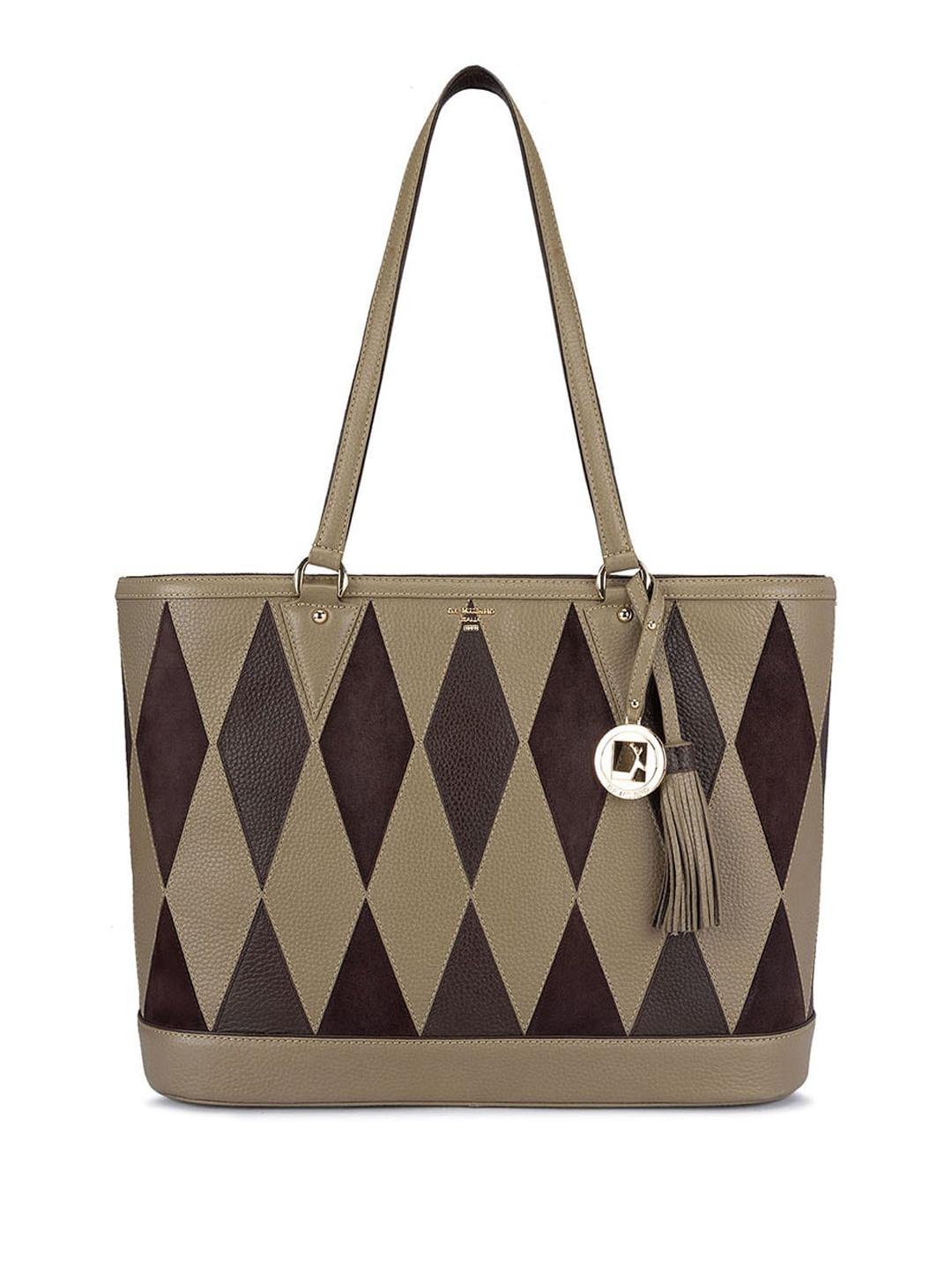 Da Milano Geometric Self Design Tasselled Detail Structured Leather Shoulder Bag, Olive
Da Milano Geometric Self Design Tasselled Detail Structured Leather Shoulder Bag, Olive