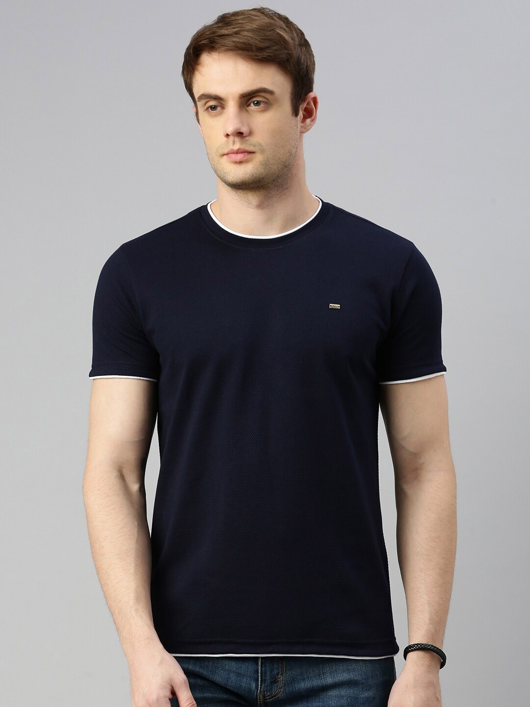 ZEDD Round Neck Regular Fit T-shirt, Navy blue