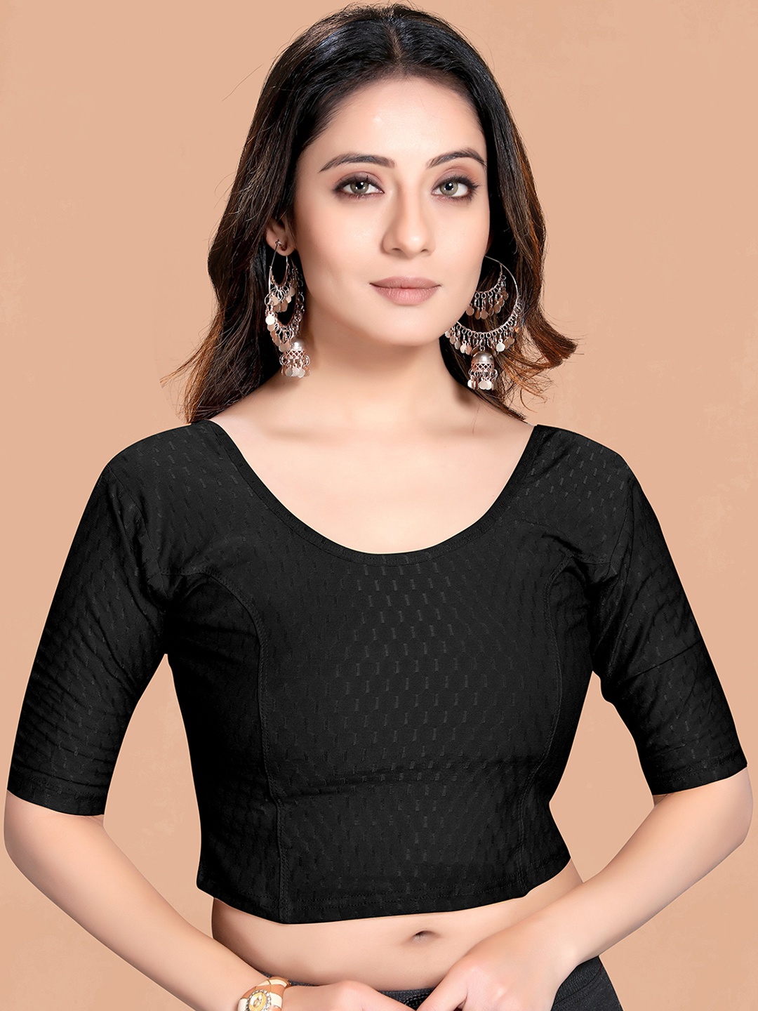 SCUBE DESIGNS Woven Design Saree Blouse, Black