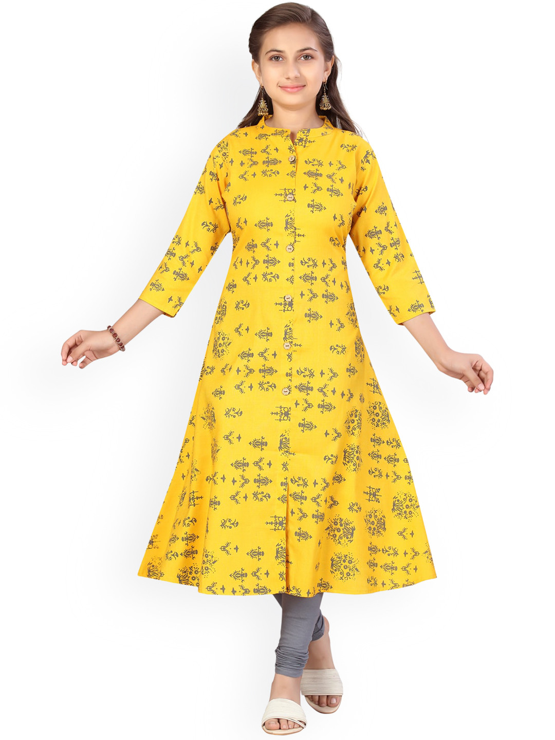 BAESD Girls Ethnic Motifs Printed Mandarin Collar Pure Cotton Kurta With Leggings, Yellow
BAESD Girls Ethnic Motifs Printed Mandarin Collar Pure Cotton Kurta With Leggings, Yellow