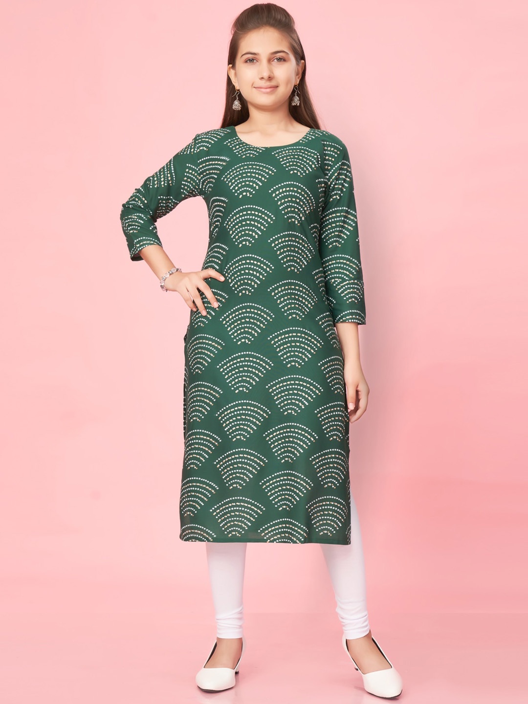 BAESD Girls Ethnic Motif Printed Regular Pure Cotton Straight Kurta With Leggings, Green
BAESD Girls Ethnic Motif Printed Regular Pure Cotton Straight Kurta With Leggings, Green