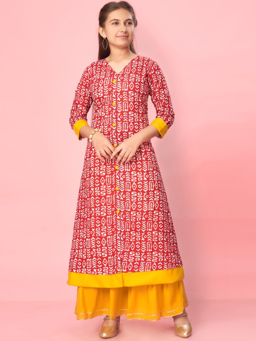 BAESD Girls Ethnic Motifs Printed Regular Pure Cotton Kurta with Palazzos, Maroon
BAESD Girls Ethnic Motifs Printed Regular Pure Cotton Kurta with Palazzos, Maroon