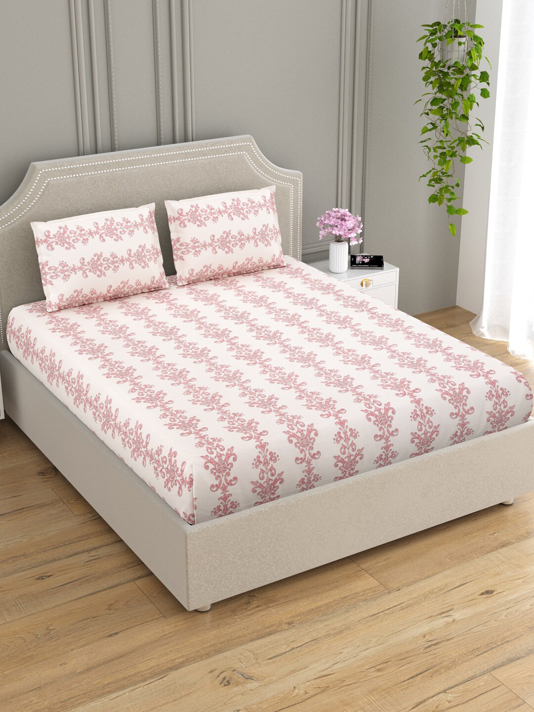 EverHOME Rio Pink & White Ethnic Motifs Cotton 300 TC King Bedsheet With 2 Pillow Covers
EverHOME Rio Pink & White Ethnic Motifs Cotton 300 TC King Bedsheet With 2 Pillow Covers