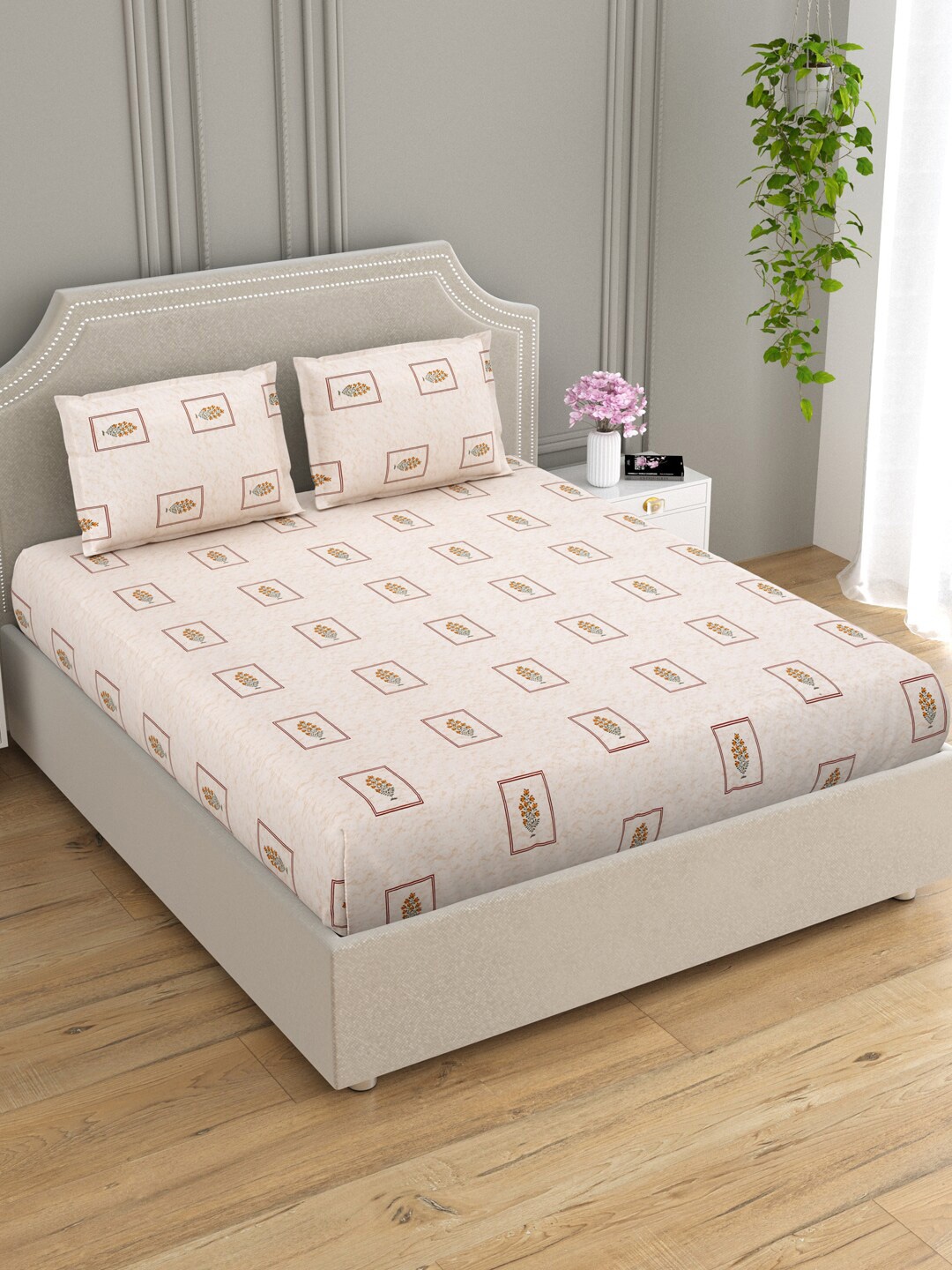 EverHOME Unic Beige Ethnic Motifs Cotton 300 TC Flat King Bedsheet With 2 Pillow Covers
EverHOME Unic Beige Ethnic Motifs Cotton 300 TC Flat King Bedsheet With 2 Pillow Covers