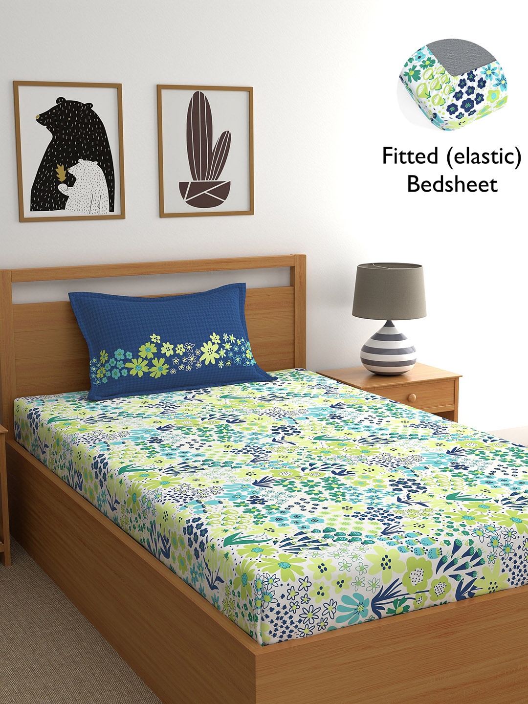 Home Ecstasy Blue & White Printed Cotton 140 TC Fitted Single Bedsheet with 1 Pillow Cover
Home Ecstasy Blue & White Printed Cotton 140 TC Fitted Single Bedsheet with 1 Pillow Cover