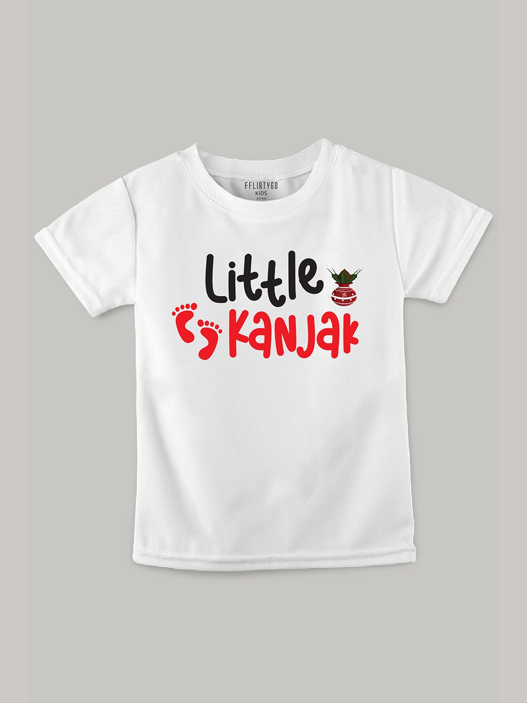 FFLIRTYGO Kids Typography Printed Cotton T-shirt, White