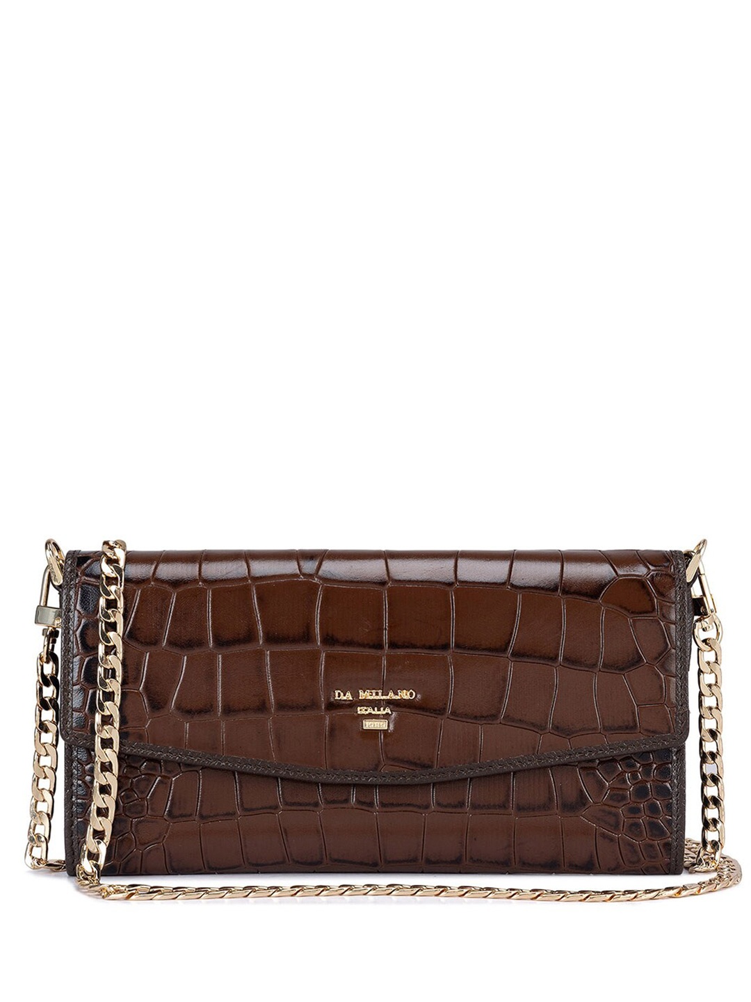 Da Milano Women Textured Leather Envelope, Brown