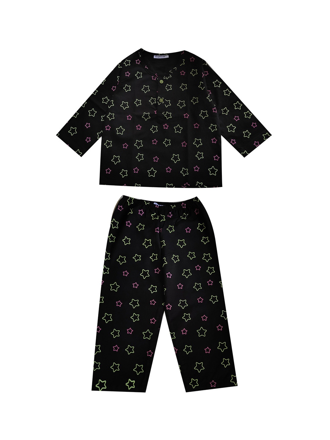 shopbloom Kids Glow In The Dark Conversational Printed Pure Cotton Night suit, Black
shopbloom Kids Glow In The Dark Conversational Printed Pure Cotton Night suit, Black
