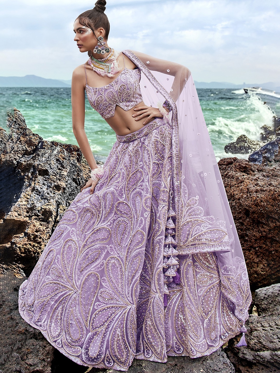 panchhi Embellished Sequinned Semi-Stitched Lehenga & Unstitched Blouse With Dupatta, Lavender
panchhi Embellished Sequinned Semi-Stitched Lehenga & Unstitched Blouse With Dupatta, Lavender